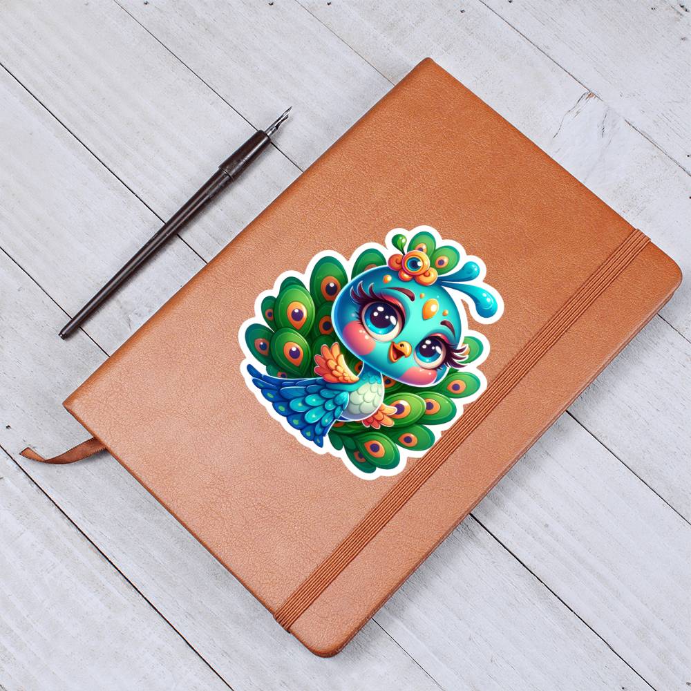 Cute Peacock sticker 122 - Vegan Leather Journal