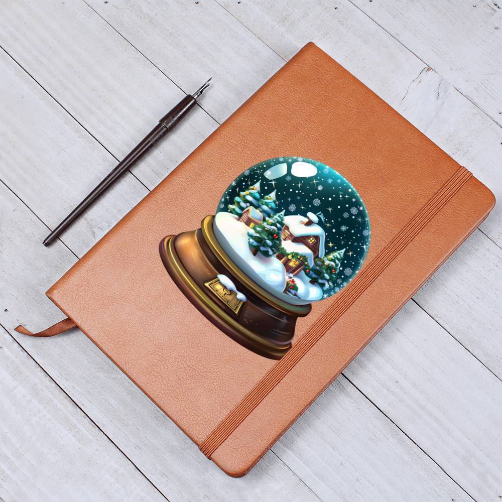 Watercolor Christmas Snow Globe 004 - Vegan Leather Journal