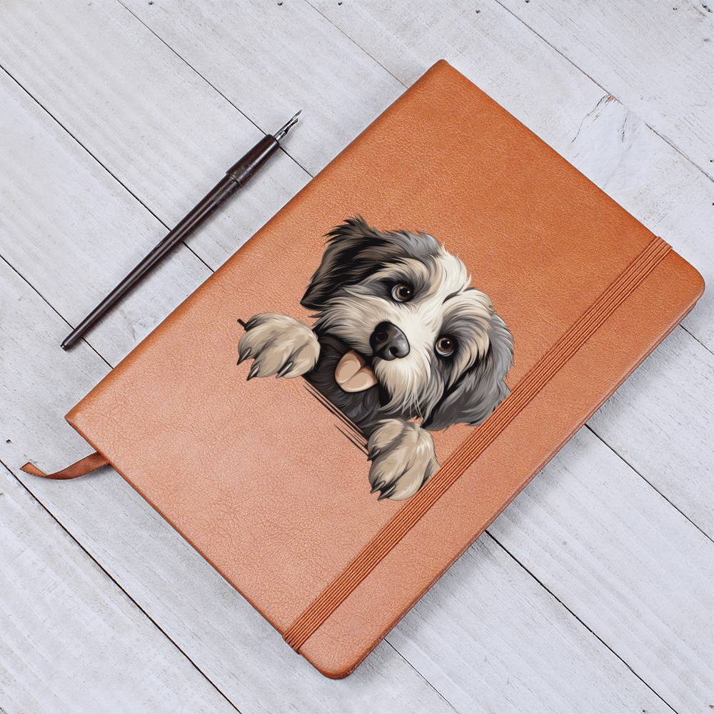 Pyrenean Shepherd Peeking - Vegan Leather Journal