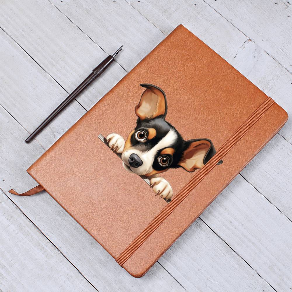 Toy Fox Terrier Peeking - Vegan Leather Journal