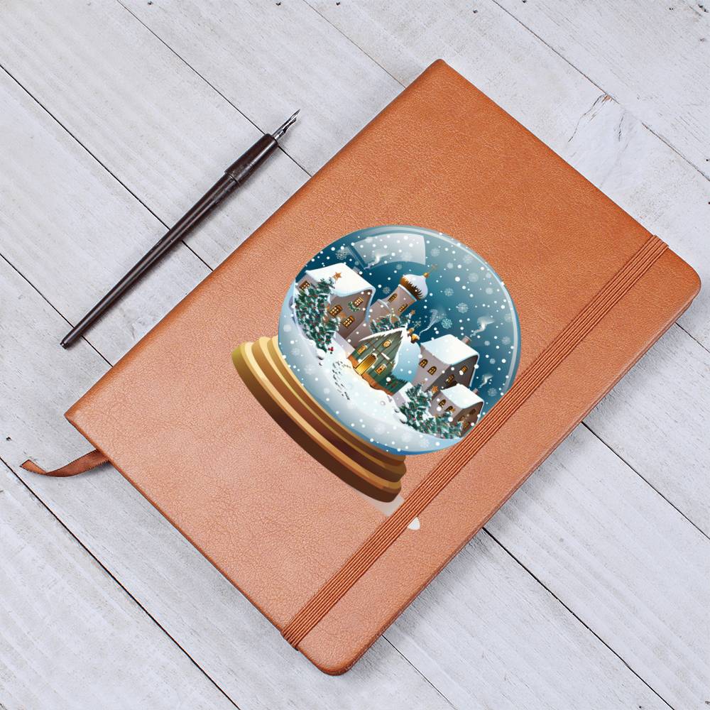 Watercolor Christmas Snow Globe 037 - Vegan Leather Journal