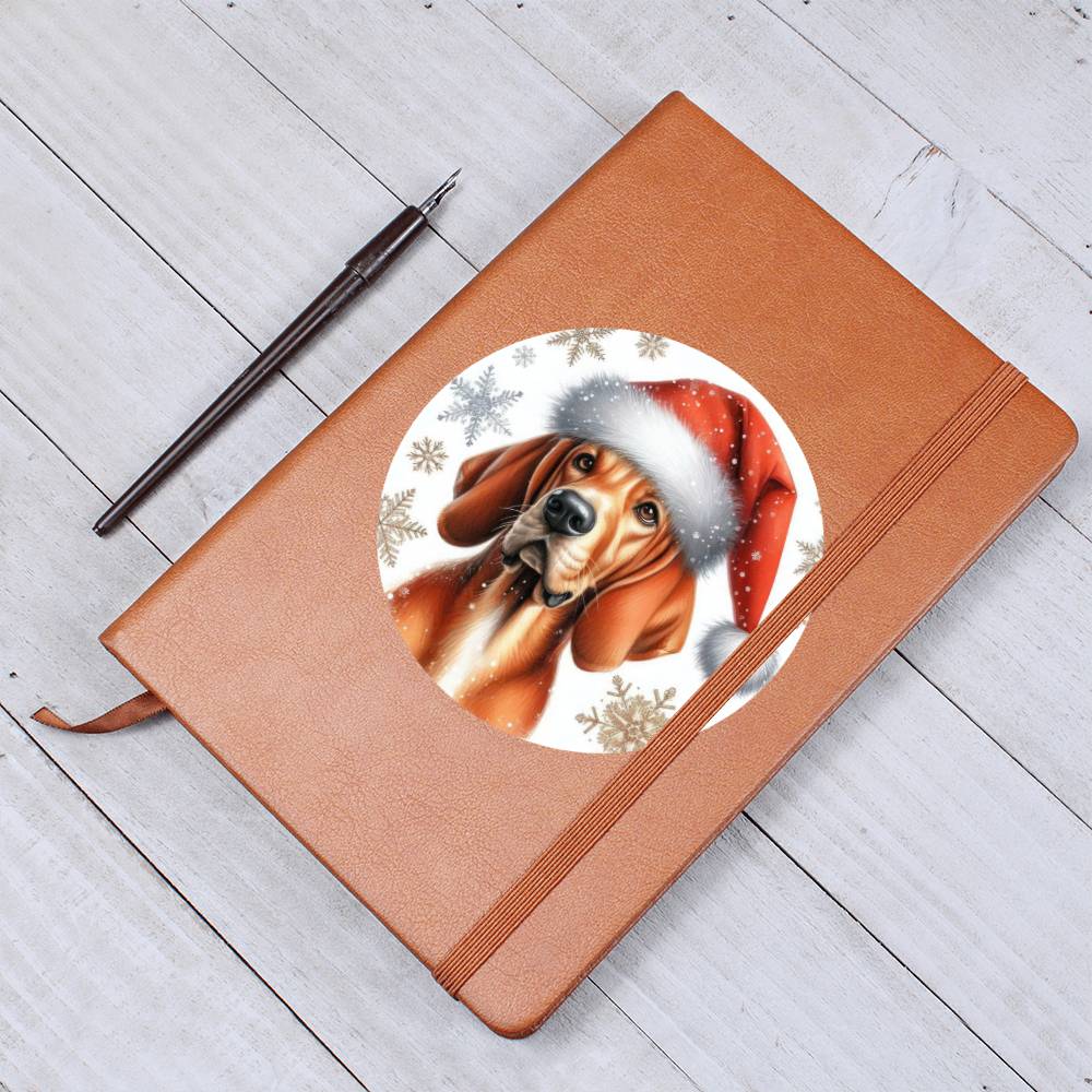 Christmas Dog - Redbone Coonhound - Vegan Leather Journal