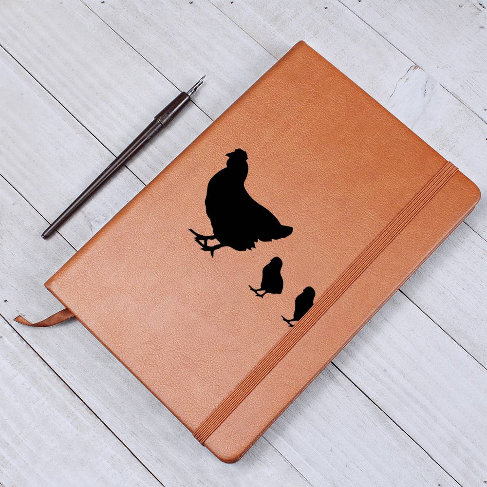 Mama Chicken With 2 Chicks - Vegan Leather Journal