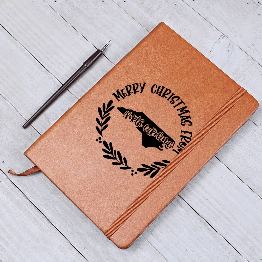 Merry Christmas From North Carolina - Vegan Leather Journal