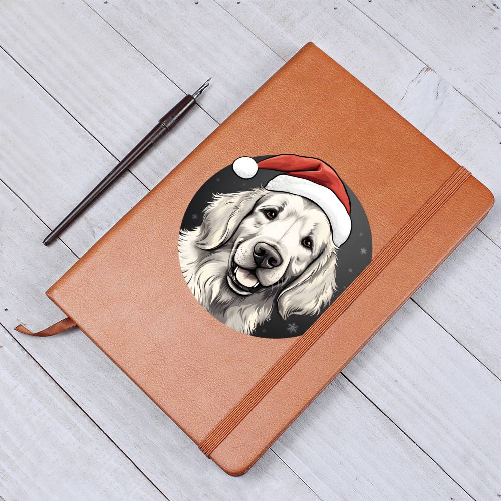Dog Stained Glass Christmas Design 013 - Vegan Leather Journal