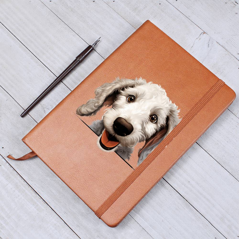 Bedlington Terrier Peeking - Vegan Leather Journal