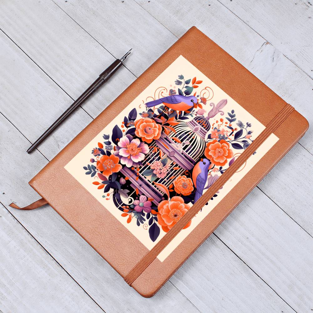 Birds And Floral Design 109 - Vegan Leather Journal