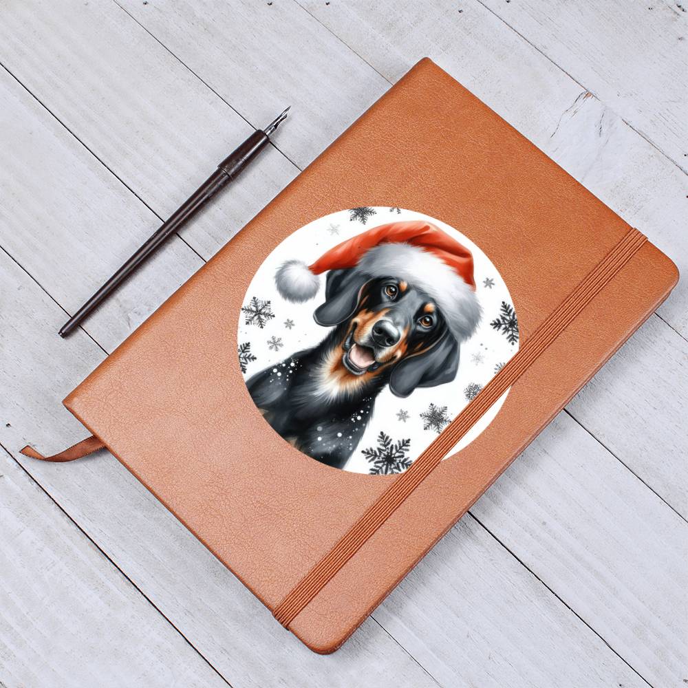 Christmas Dog - Austrian Black and Tan Hound - Vegan Leather Journal
