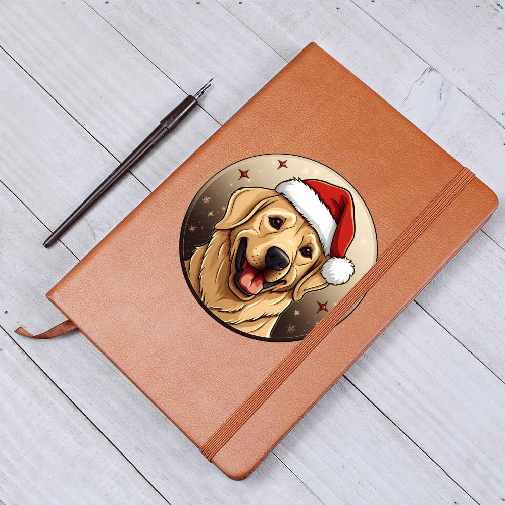 Dog Stained Glass Christmas Design 027 - Vegan Leather Journal