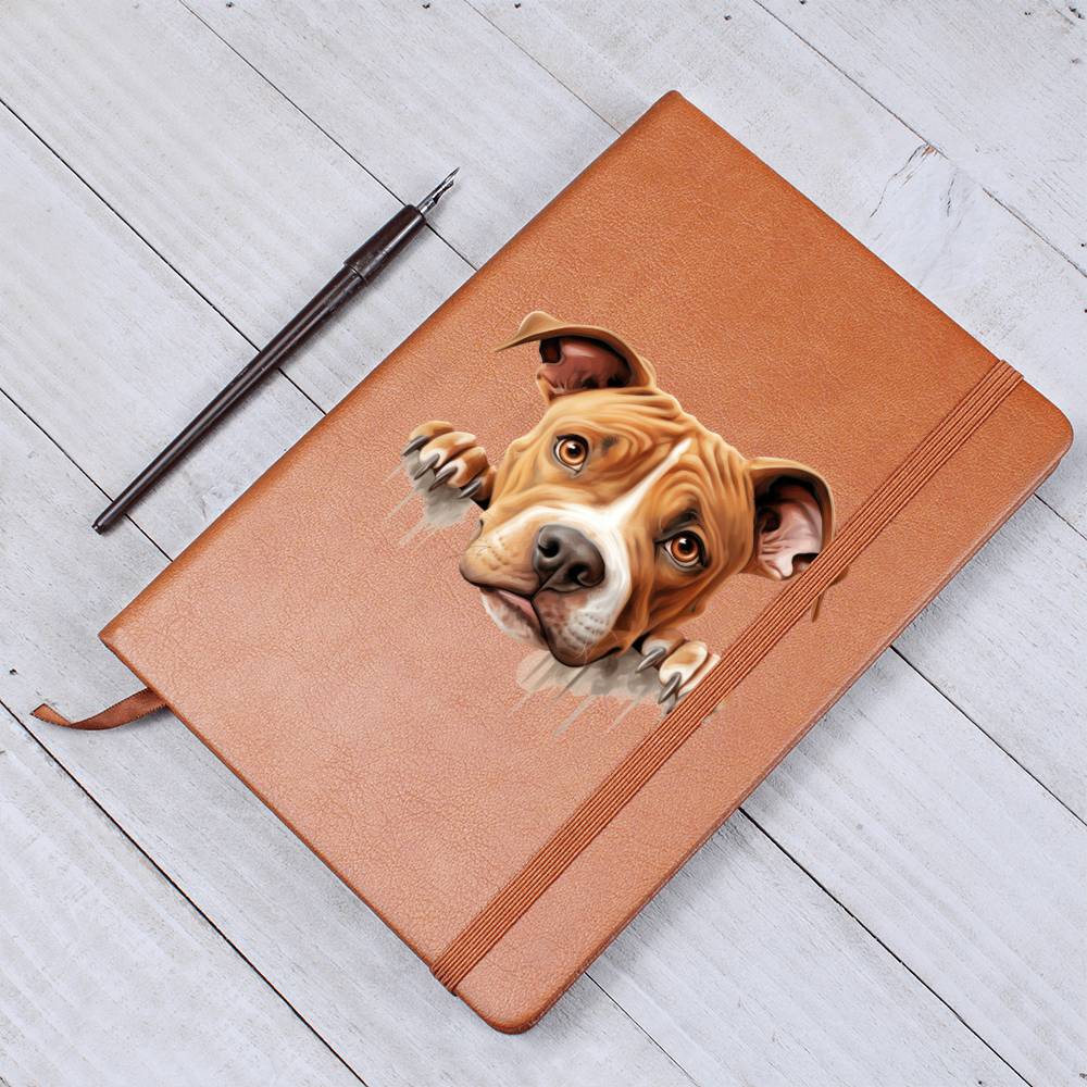 American Pit Bull Terrier Peeking - Vegan Leather Journal