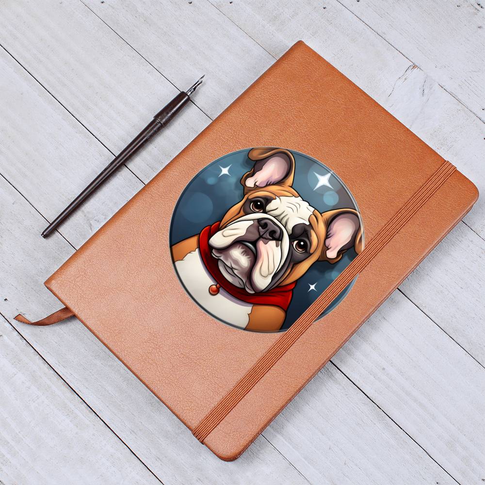 Dog Stained Glass Christmas Design 017 - Vegan Leather Journal
