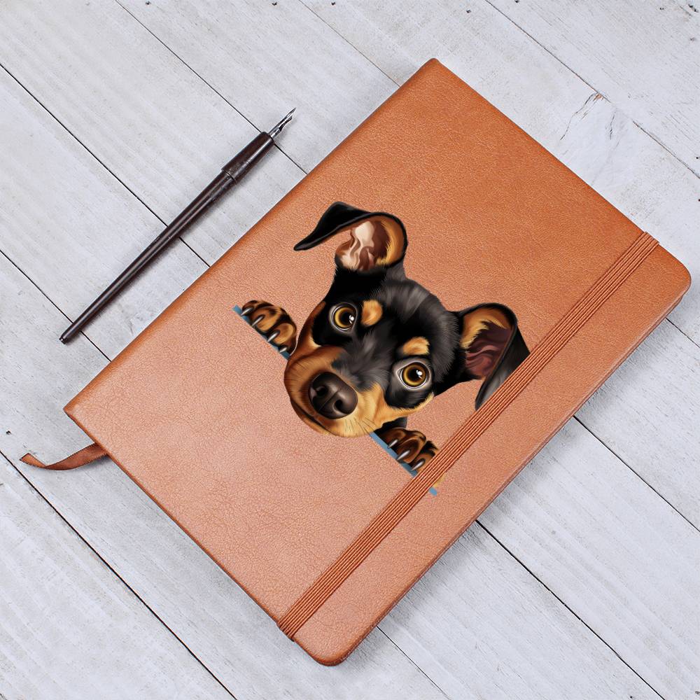 German Pinscher Peeking - Vegan Leather Journal