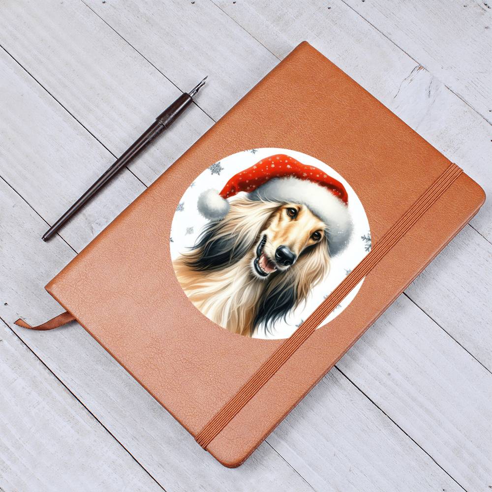 Christmas Dog - Afghan Hound - Vegan Leather Journal