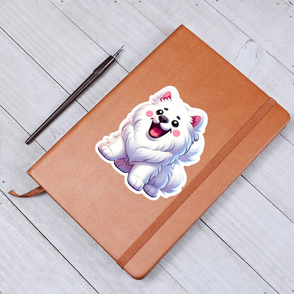 Cute Samoyed dog sticker 154 - Vegan Leather Journal