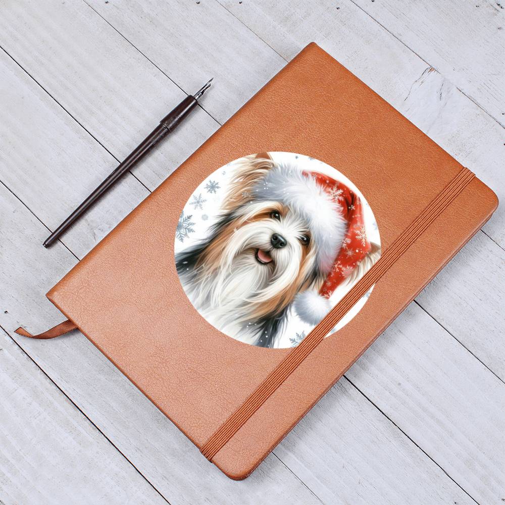 Christmas Dog - Biewer Terrier - Vegan Leather Journal