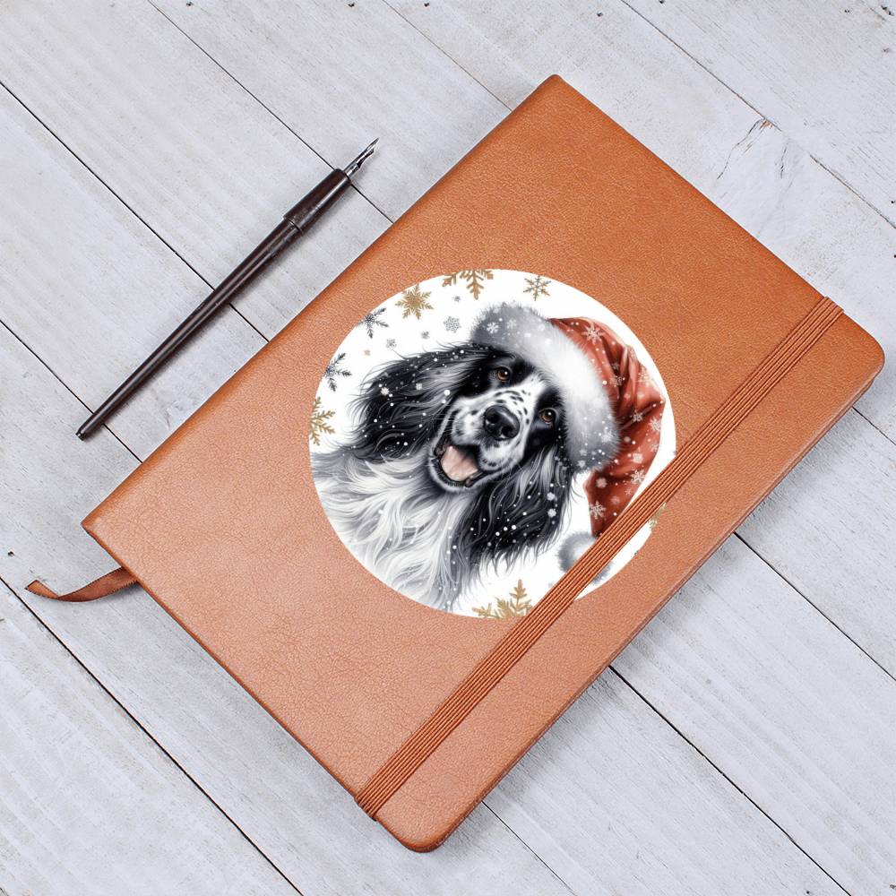 Christmas Dog - English Setter - Vegan Leather Journal