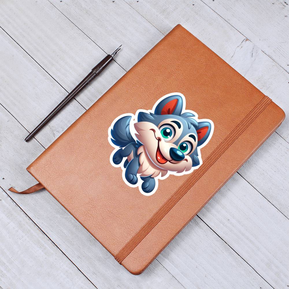 Cute Wolf sticker 216 - Vegan Leather Journal