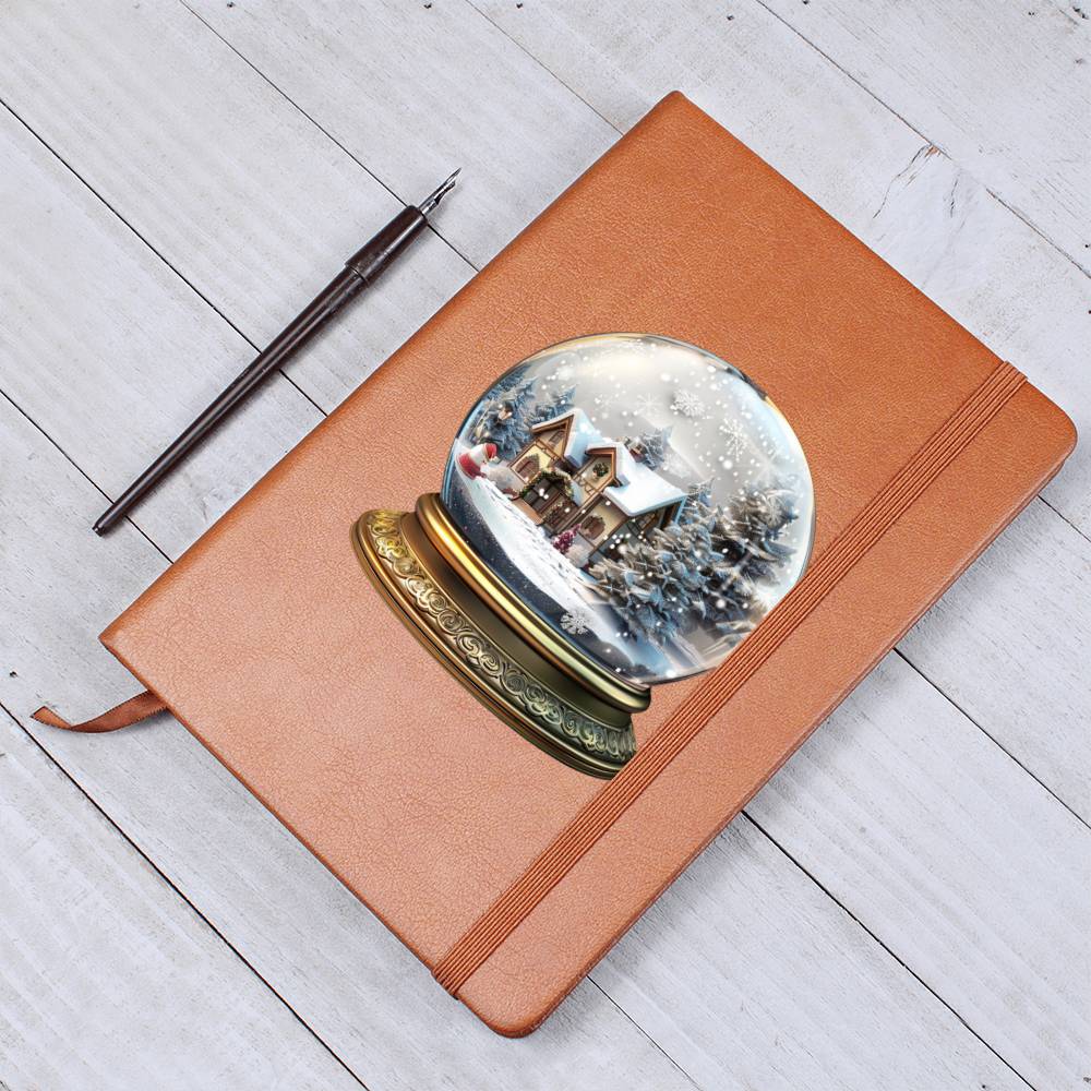 Watercolor Christmas Snow Globe 001 - Vegan Leather Journal