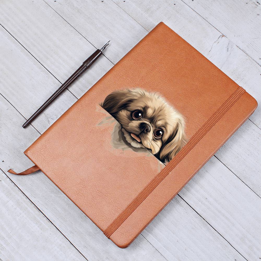 Pekingese Peeking - Vegan Leather Journal
