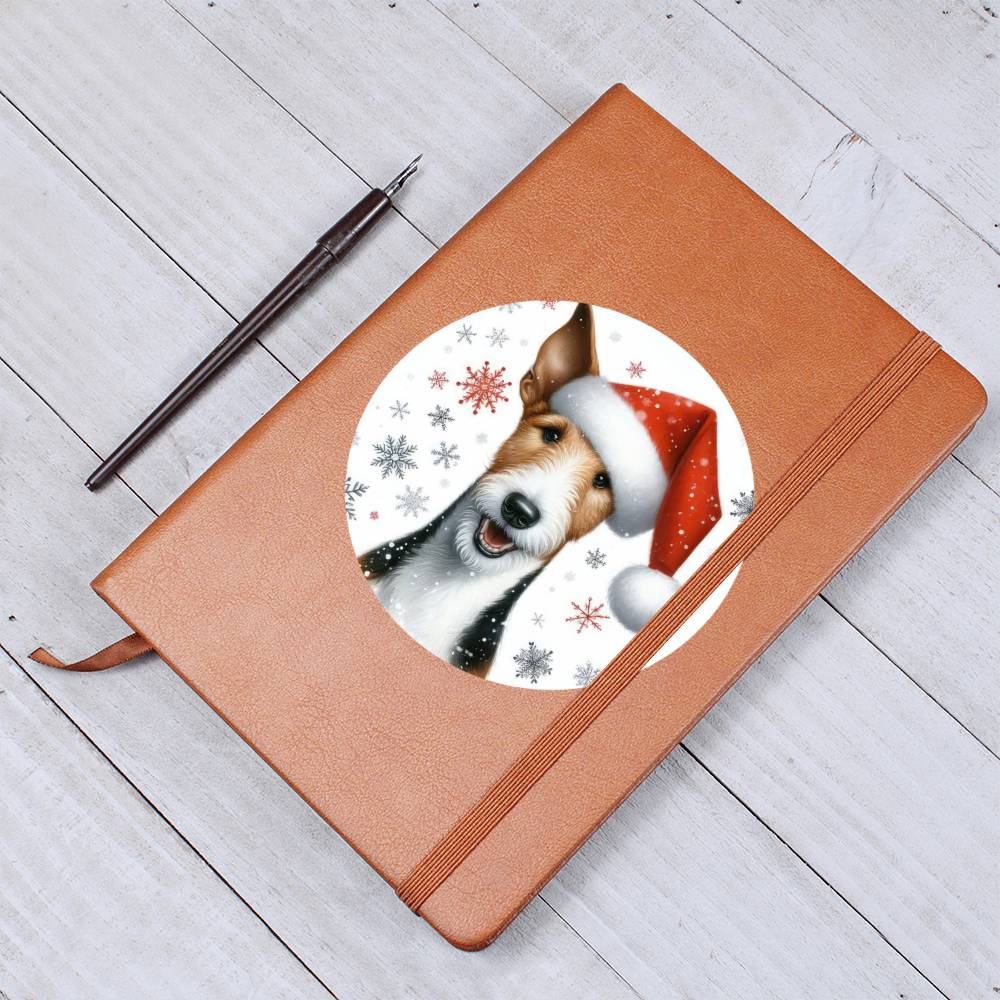 Christmas Dog - Smooth Fox Terrier - Vegan Leather Journal