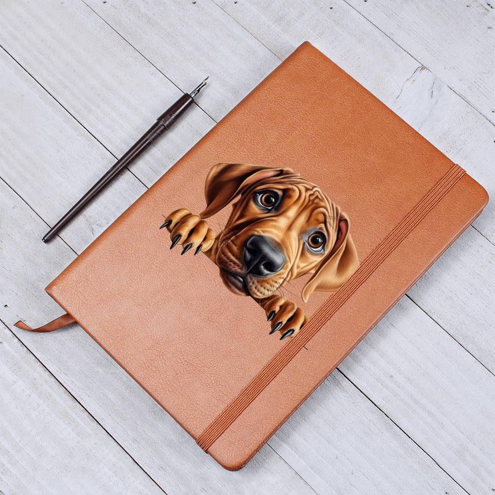 Rhodesian Ridgeback Peeking - Vegan Leather Journal