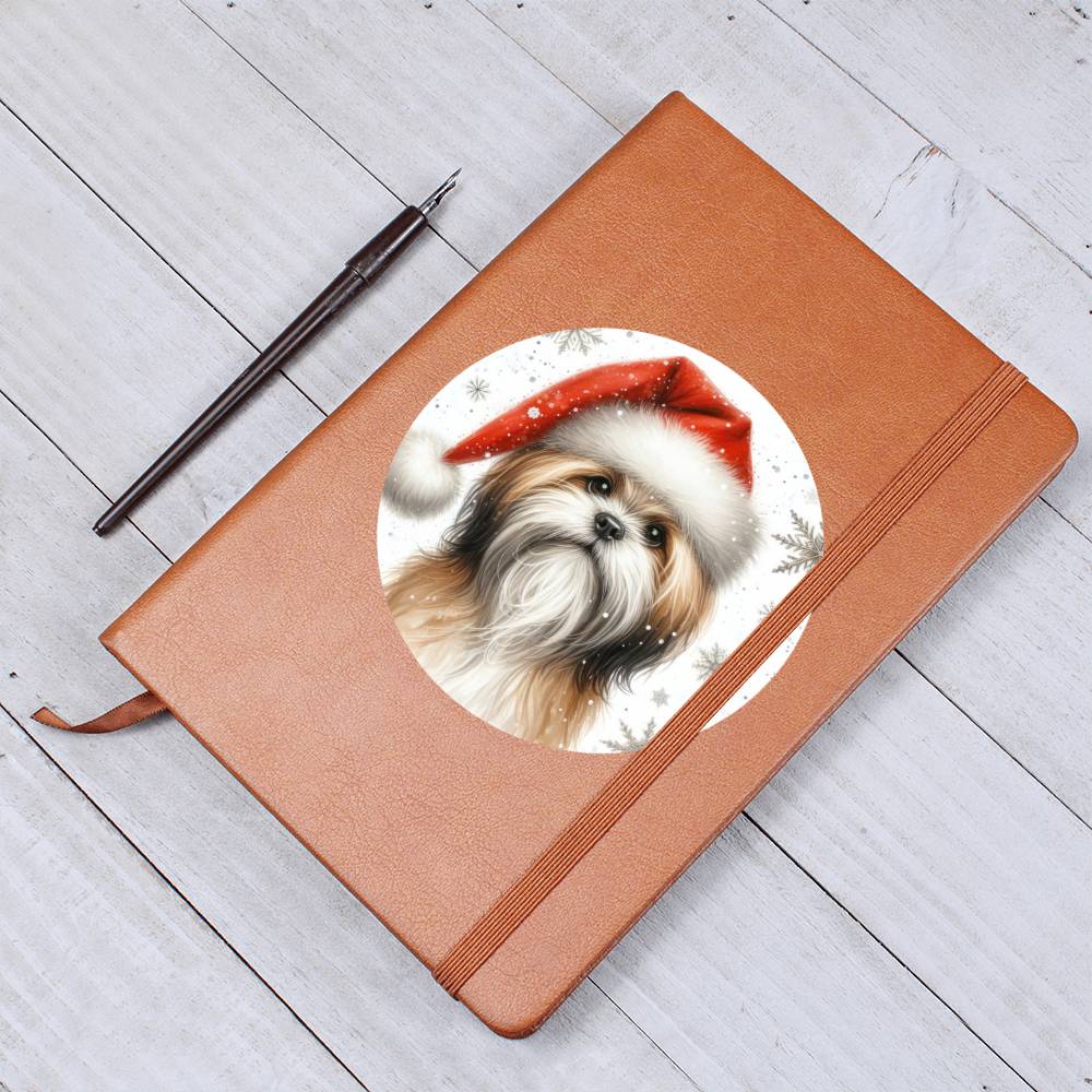 Christmas Dog - Lhasa Apso - Vegan Leather Journal