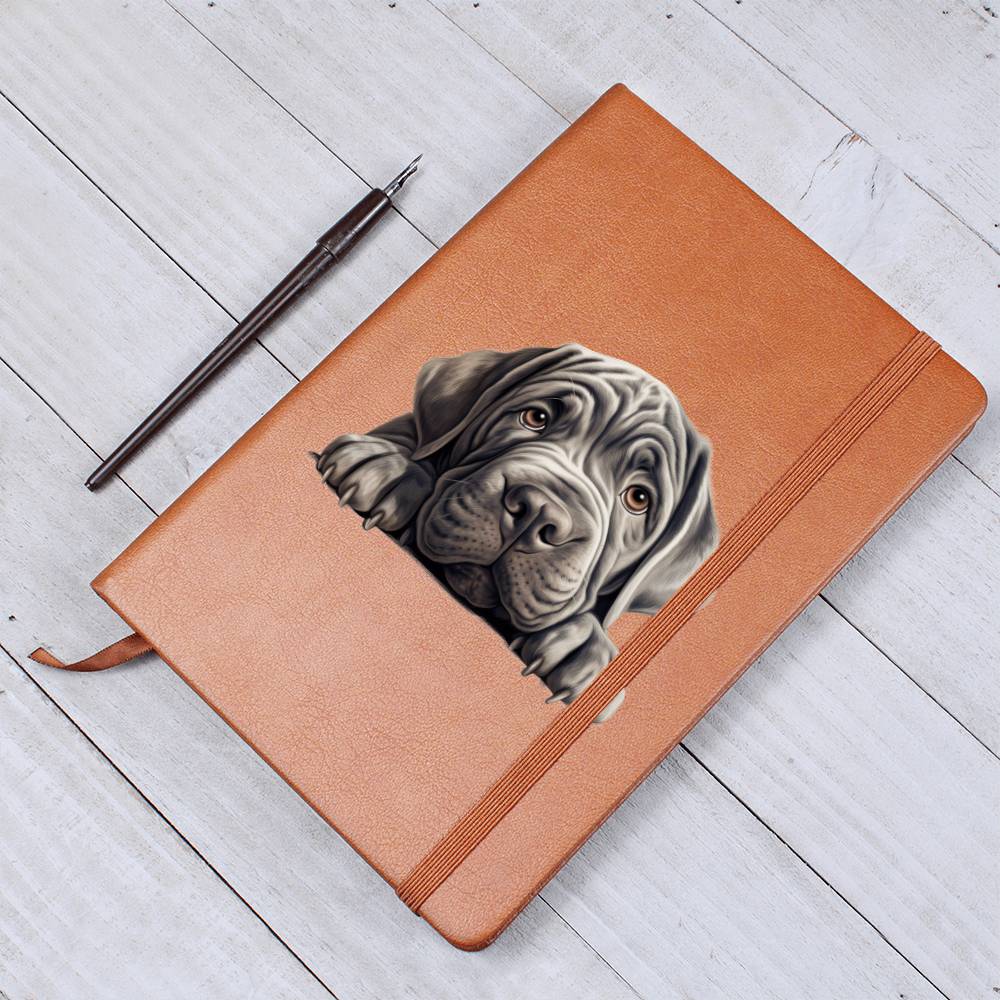 Neapolitan Mastiff Peeking - Vegan Leather Journal