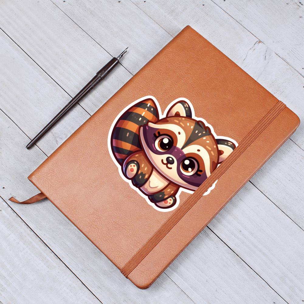 Cute Raccoon sticker 139 - Vegan Leather Journal