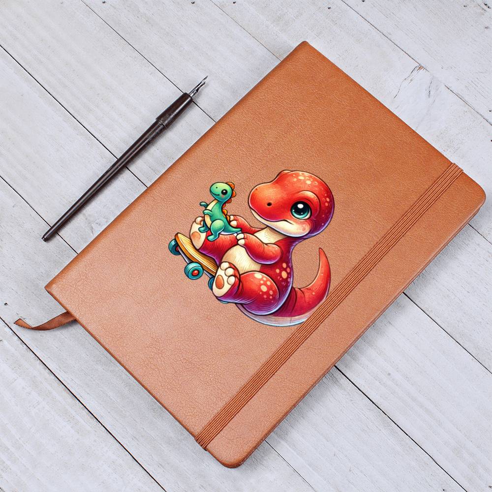 Colorful Baby Dinosaur 005 - Vegan Leather Journal
