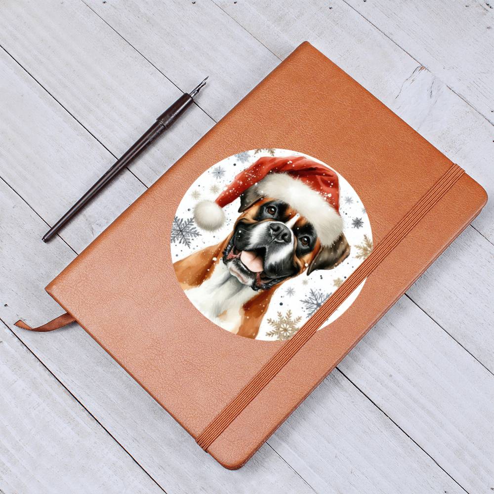 Christmas Dog - Boxer - Vegan Leather Journal