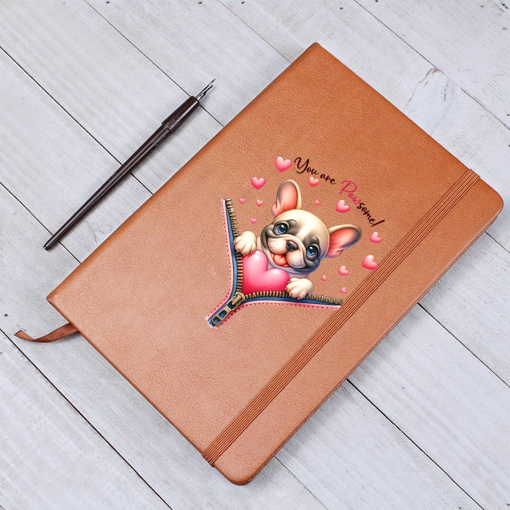 Valentine's Day Dog And Zipper 042 You Are Pawsome! - Vegan Leather Journal
