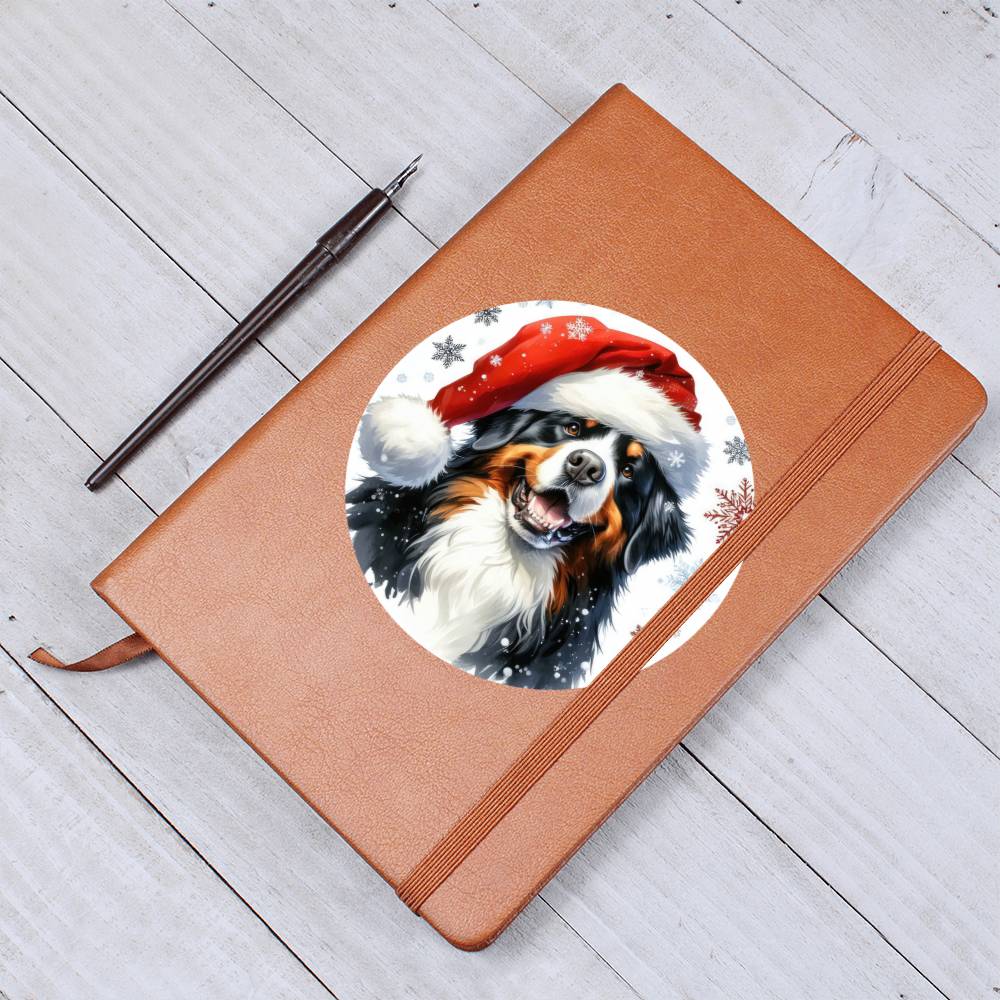 Christmas Dog - Bernese Mountain Dog - Vegan Leather Journal