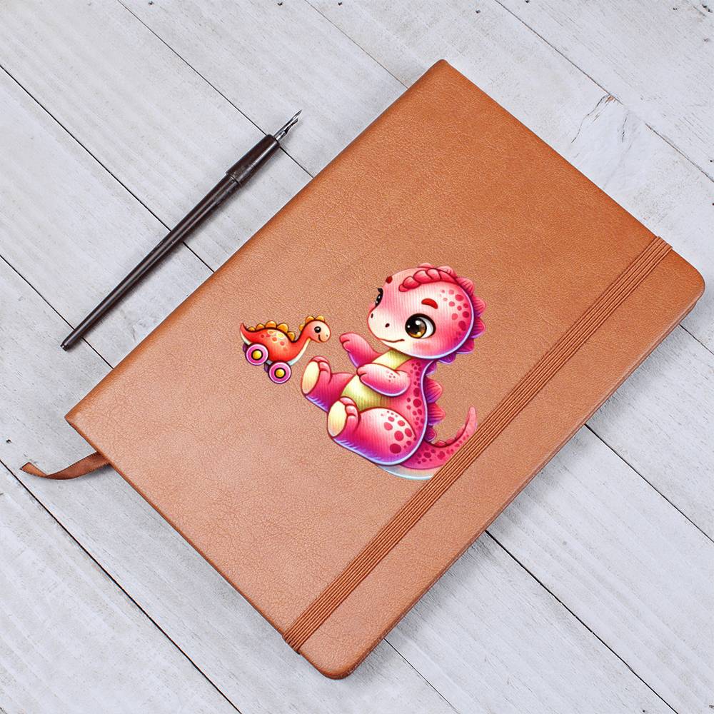Colorful Baby Dinosaur 095 - Vegan Leather Journal