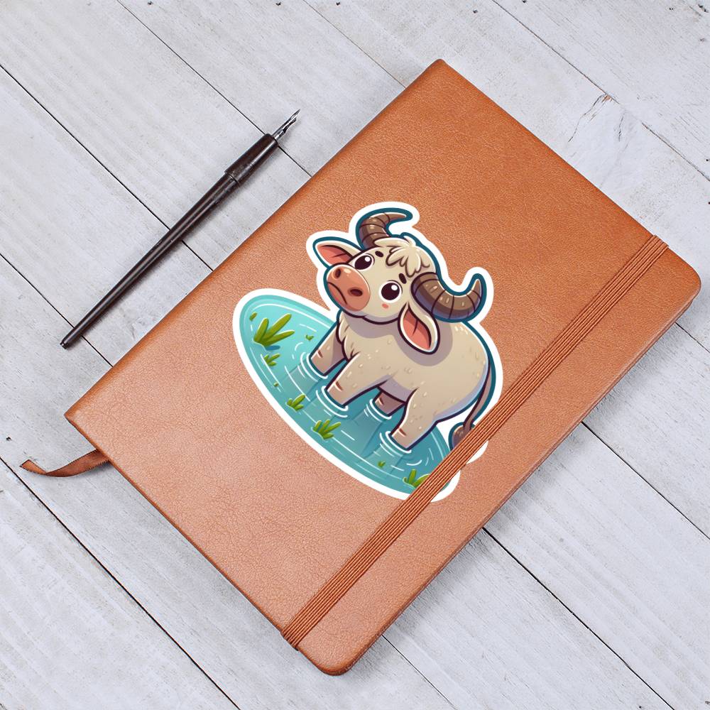 Cute Water buffalo sticker 214 - Vegan Leather Journal