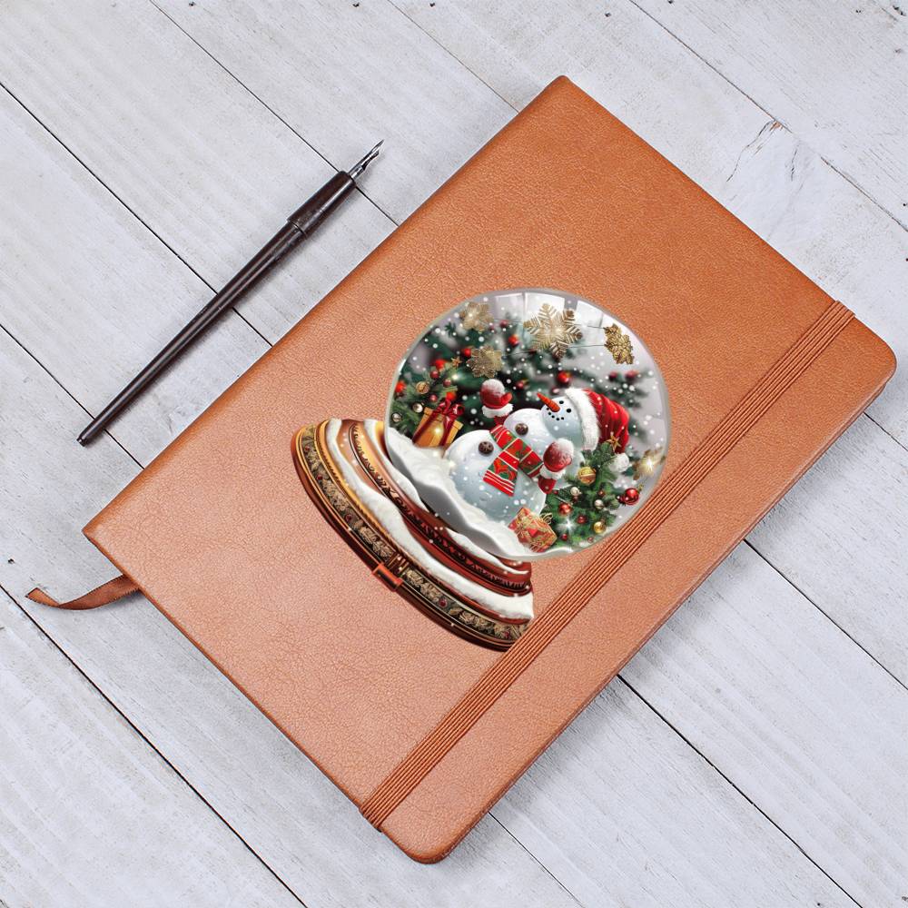 Watercolor Christmas Snow Globe 018 - Vegan Leather Journal