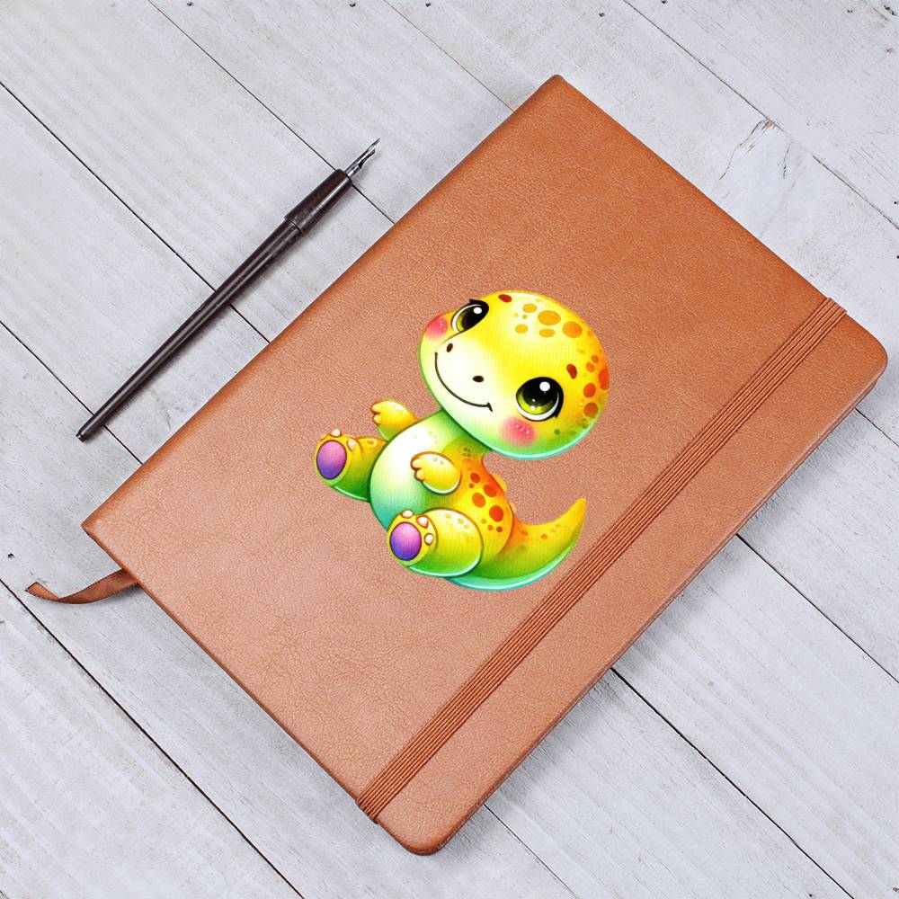 Colorful Baby Dinosaur 063 - Vegan Leather Journal