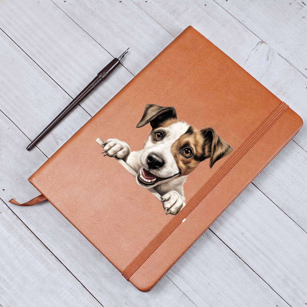 Parson Russell Terrier Peeking - Vegan Leather Journal