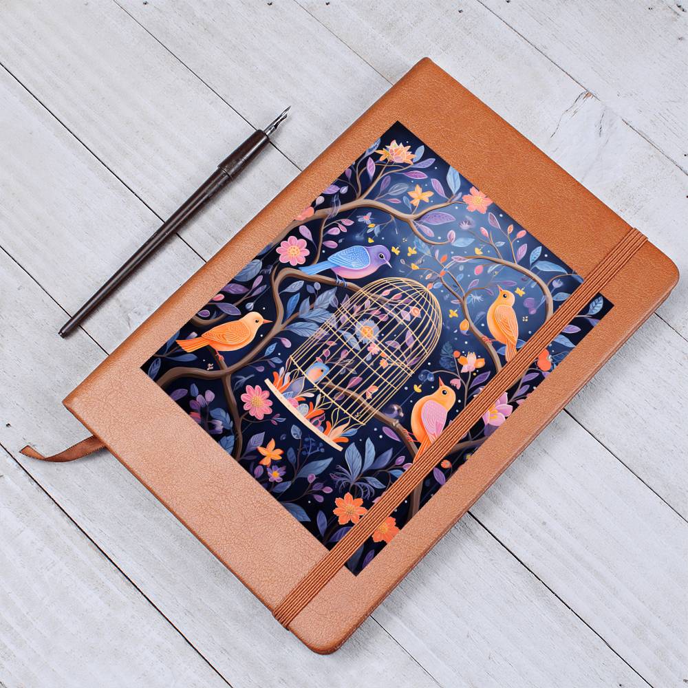 Birds And Floral Design 178 - Vegan Leather Journal