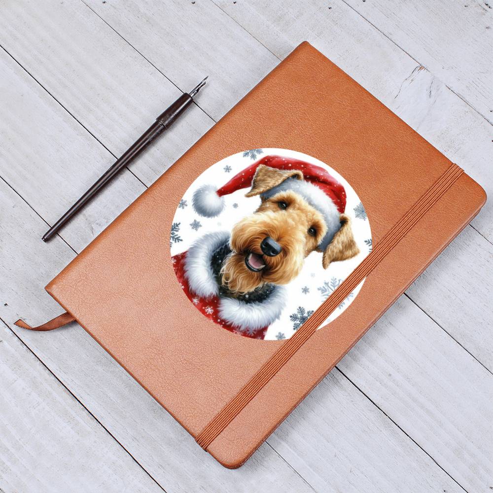 Christmas Dog - Airedale Terrier - Vegan Leather Journal