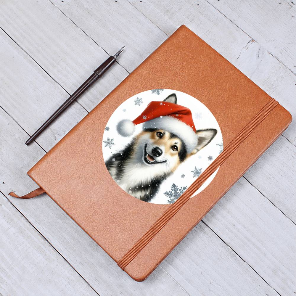 Christmas Dog - Swedish Vallhund - Vegan Leather Journal