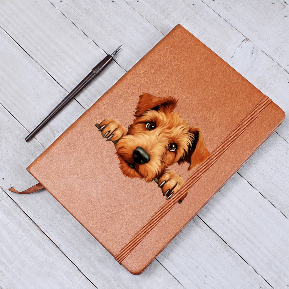 Irish Terrier Peeking - Vegan Leather Journal