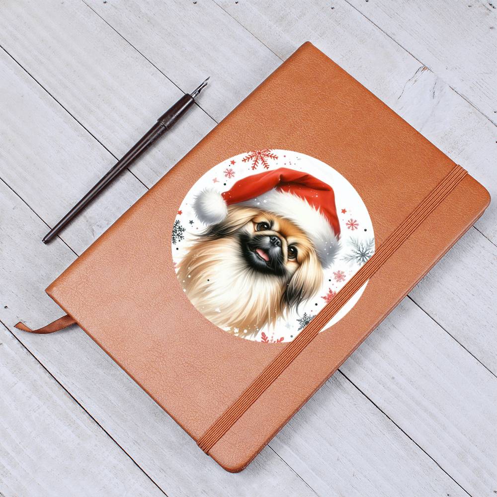 Christmas Dog - Pekingese - Vegan Leather Journal