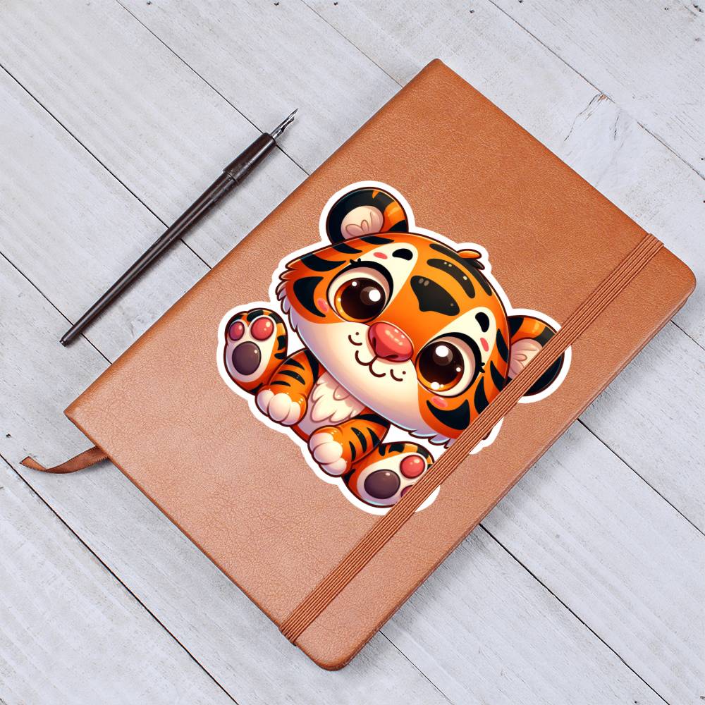 Cute Tiger sticker 182 - Vegan Leather Journal