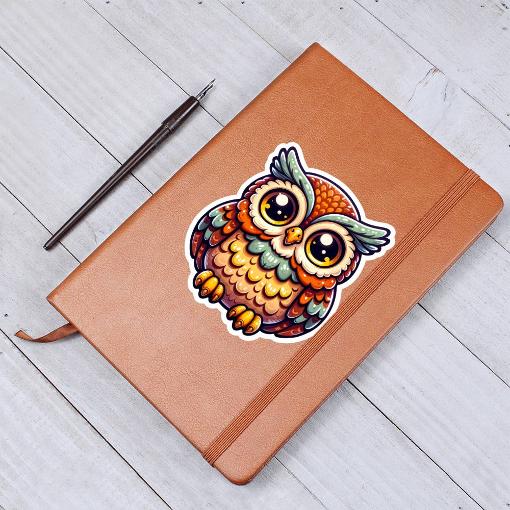 Cute Owl sticker 115 - Vegan Leather Journal
