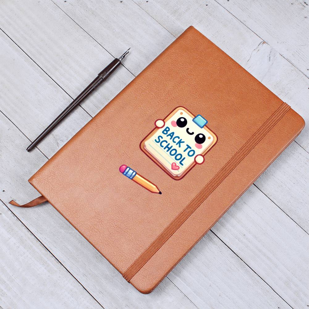 Cute Back to School Sticker 062 - Vegan Leather Journal