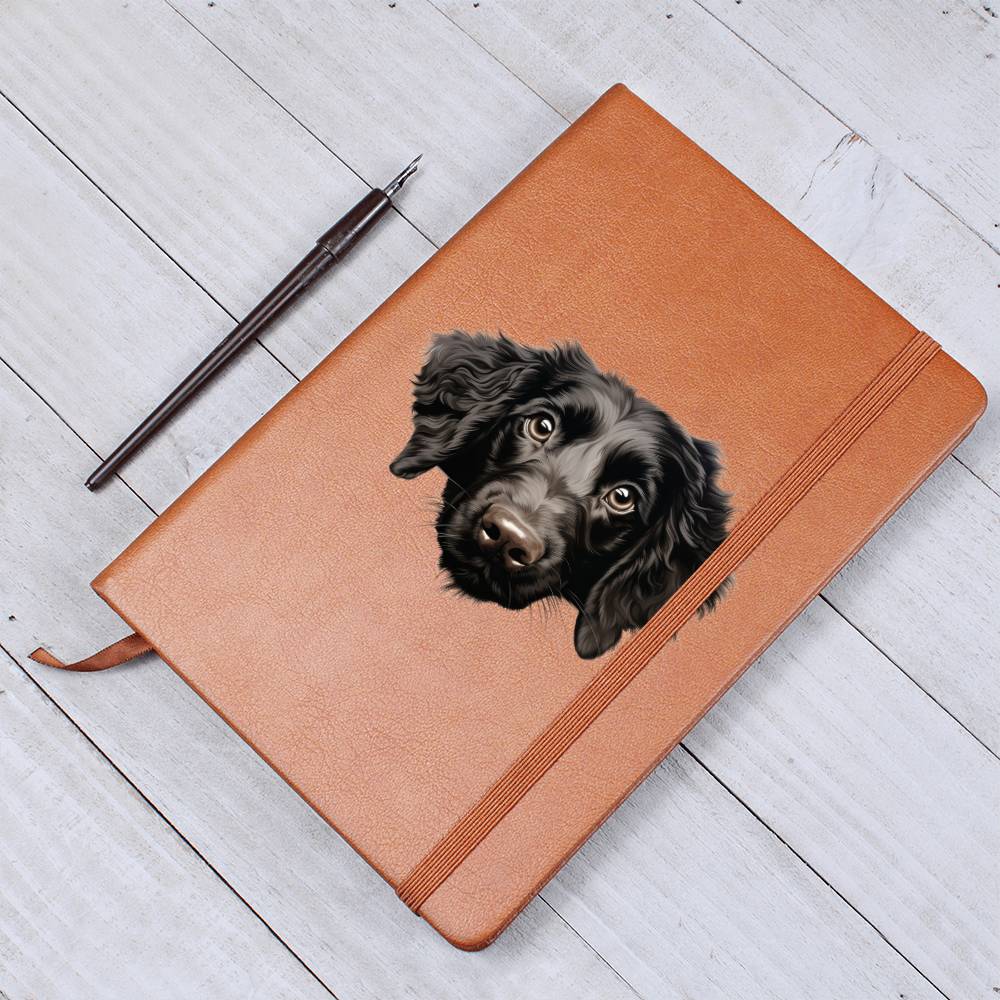 Curly-Coated Retriever Peeking - Vegan Leather Journal