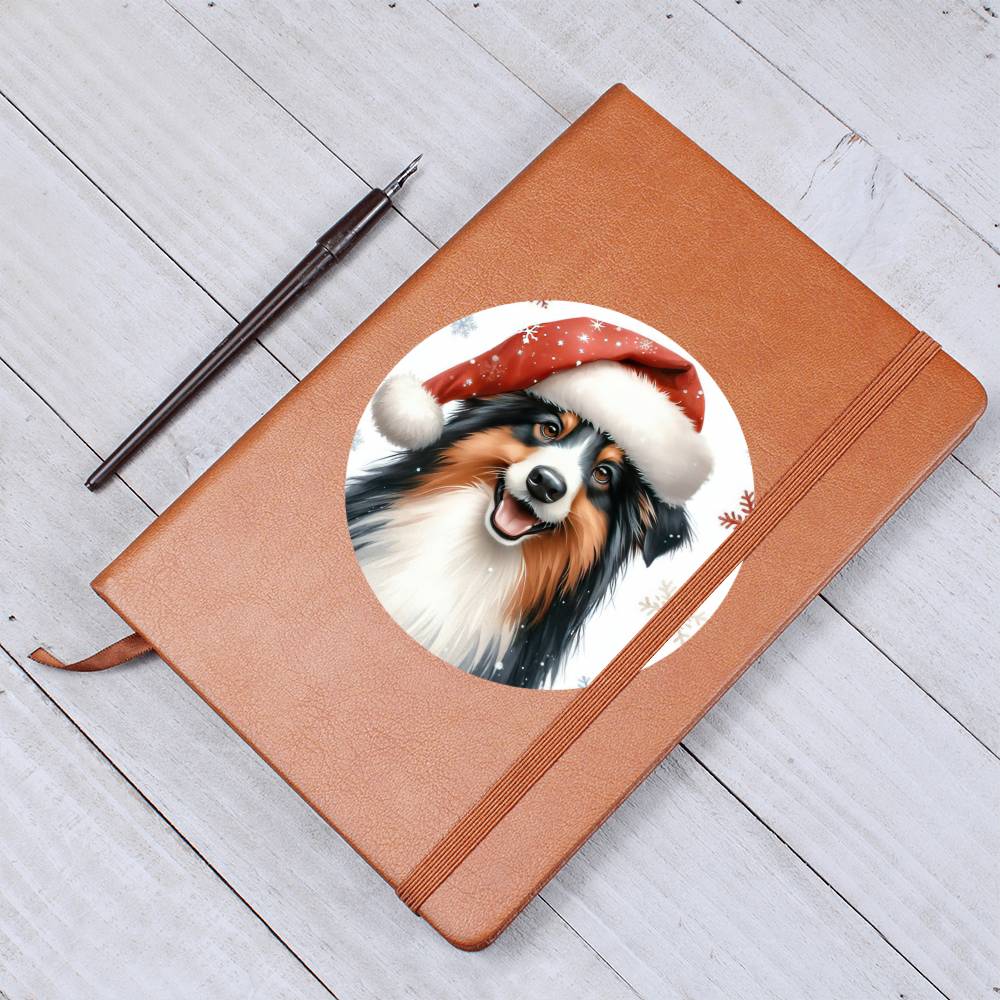 Christmas Dog - Miniature American Shepherd - Vegan Leather Journal