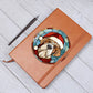 Dog Stained Glass Christmas Design 006 - Vegan Leather Journal