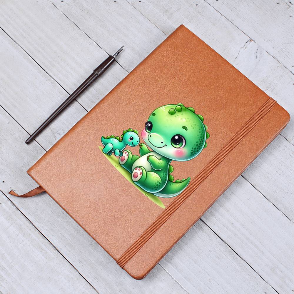 Colorful Baby Dinosaur 016 - Vegan Leather Journal
