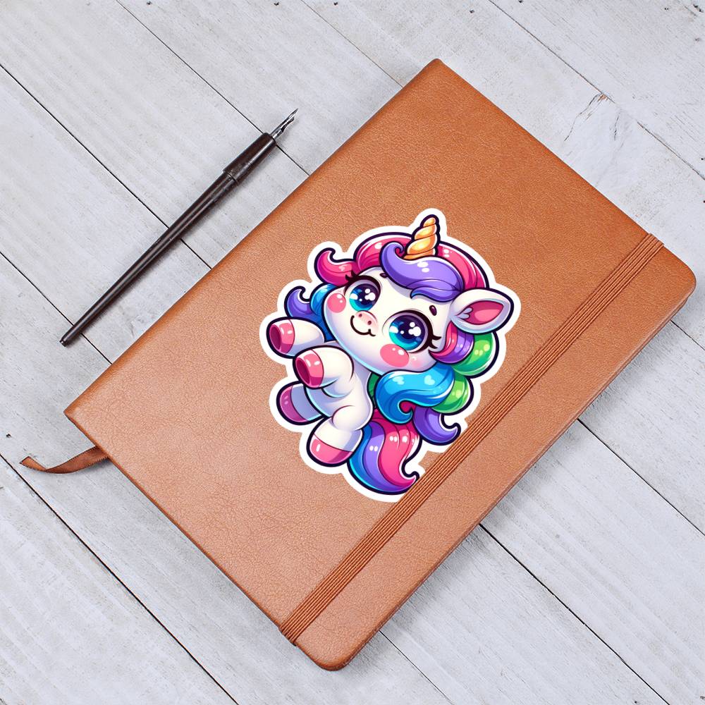 Cute Unicorn sticker 194 - Vegan Leather Journal